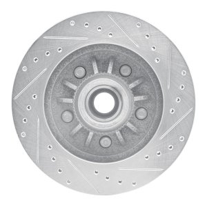 Ford Expedition Brake Rotor (1) - Front Left - R1 Concepts - Drilled & Slotted - Silver - `97-`00